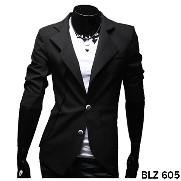 Blazer Slim Fit Pria Korea Katun Hitam – BLZ 605