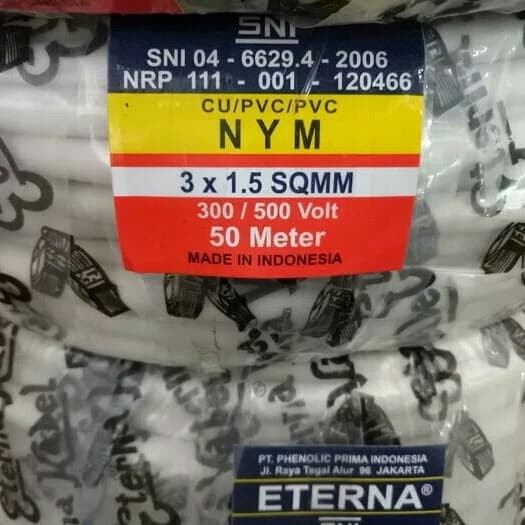 Nym 3X1,5Mm Eterna / Eterna 3X1,5Mm Nym Tembaga Full 50Meter