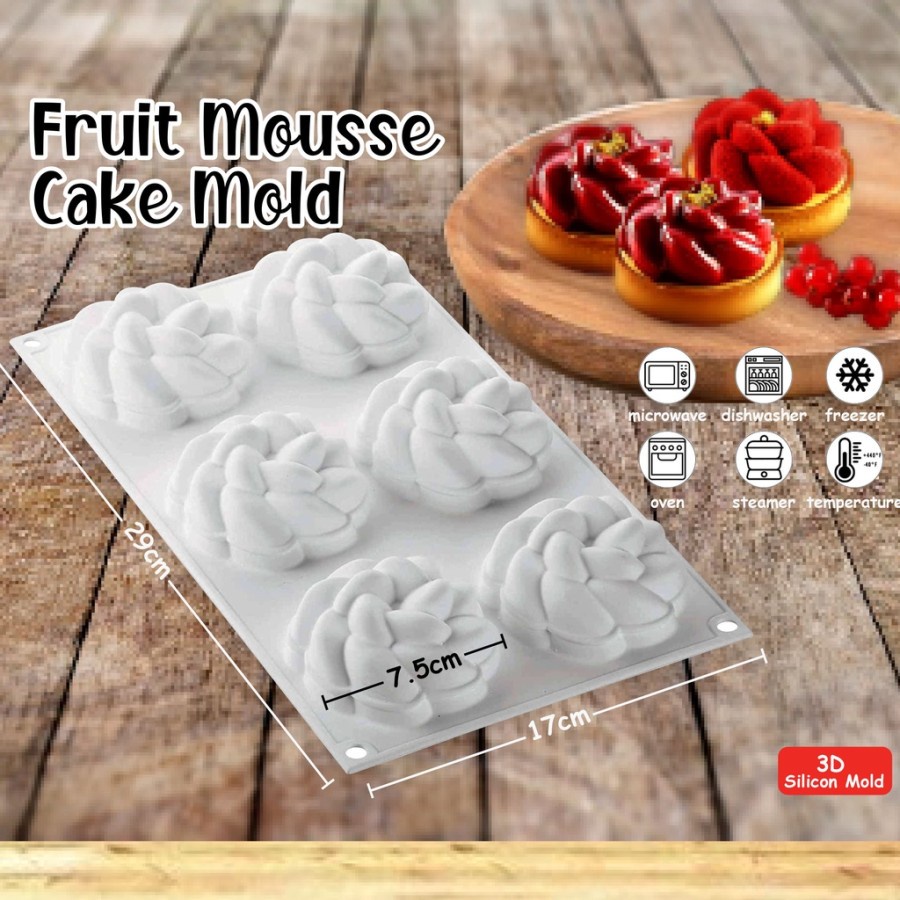 Silicone 3D Fruit Mousse Cake Mould 6Cup