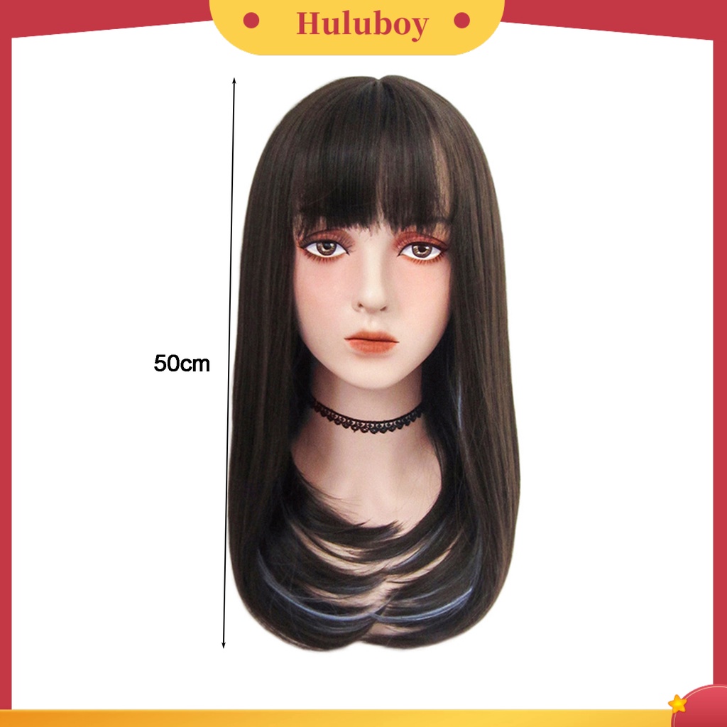 Wig Rambut Panjang Lurus Bahan Serat Suhu Tinggi Untuk Wanita