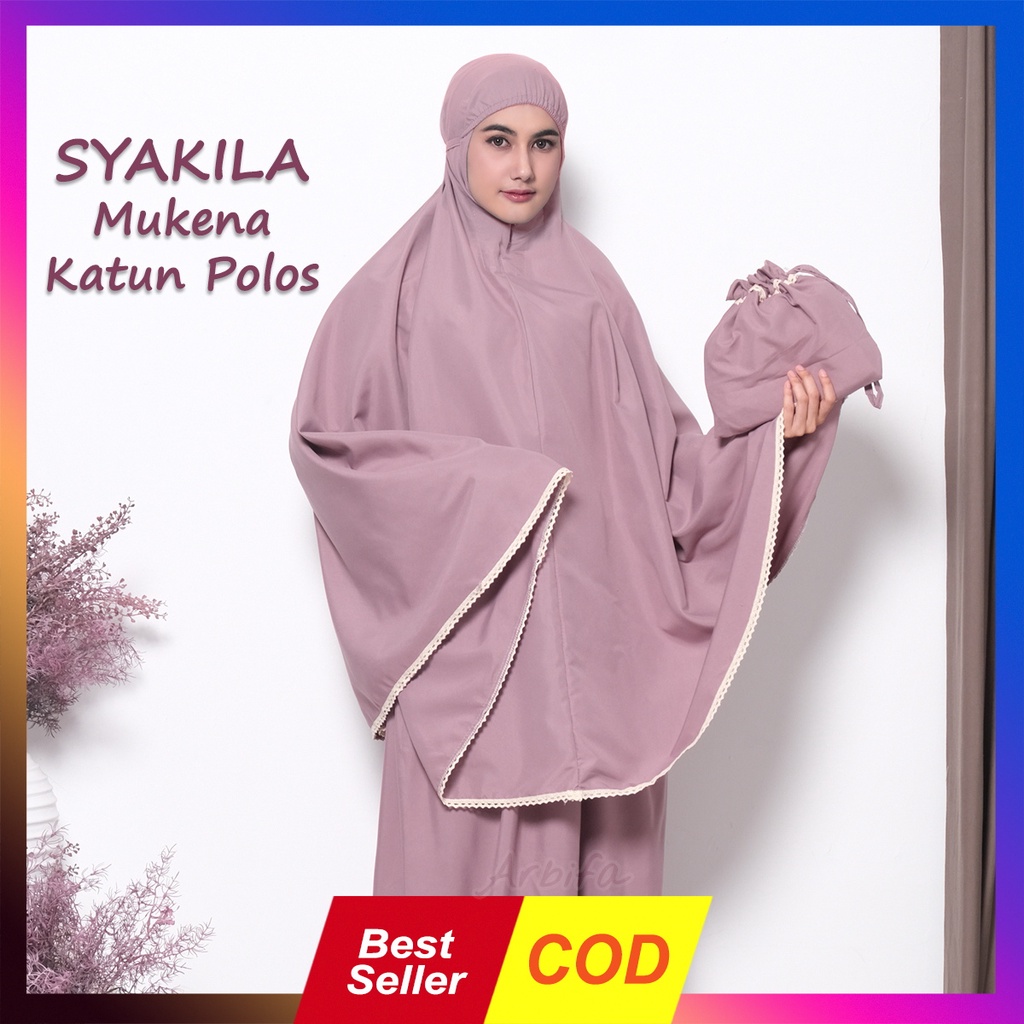 Mukena Traveling Dewasa Katun Polos Renda Syakila