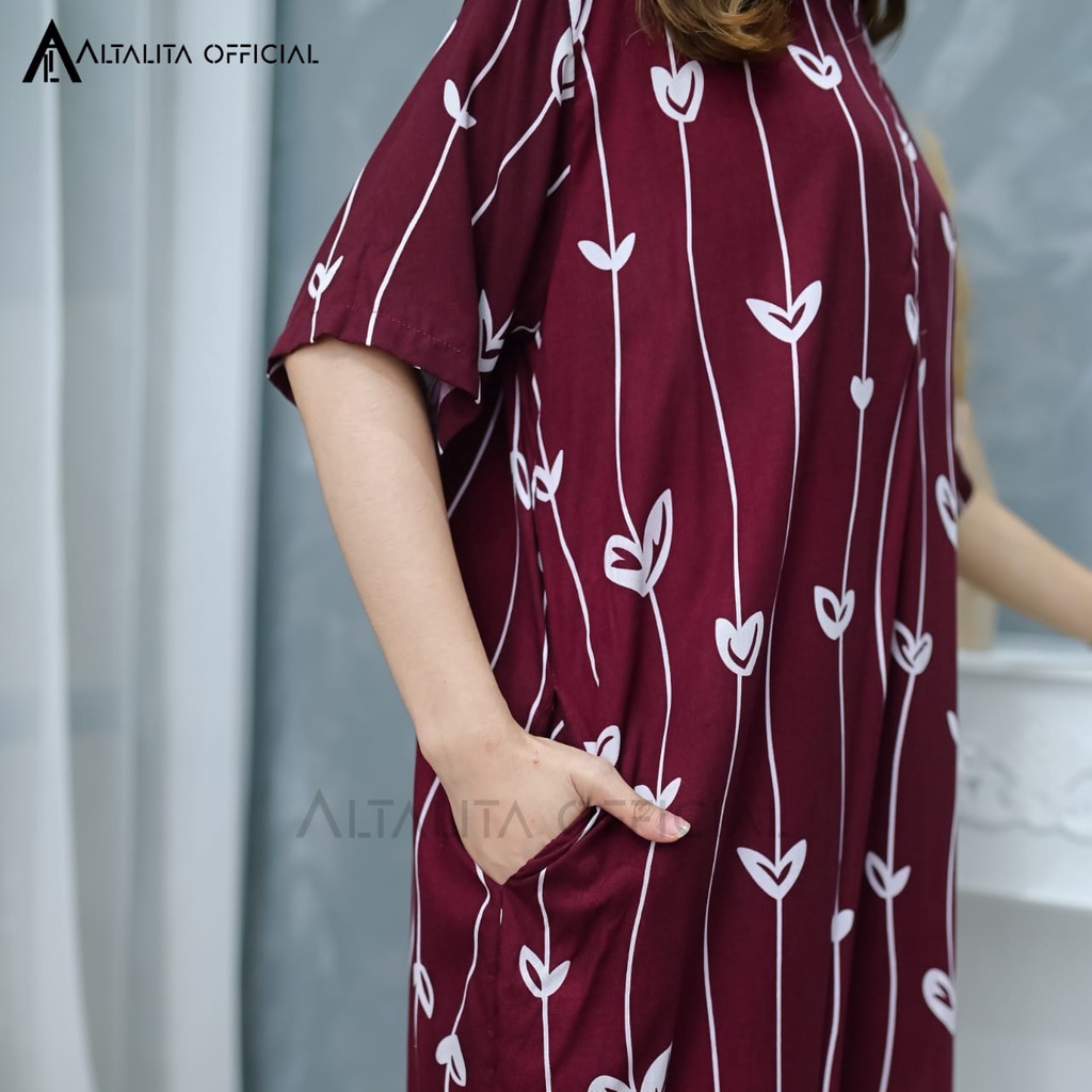 Altalita - Daster Rayon Semata Kaki Jumbo Lengan Tangan Pendek Panjang Motif Kekinian Terbaru Non Ruffle