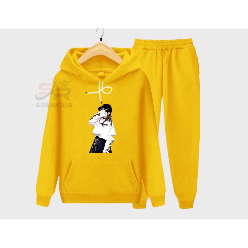 setelan hoodie anak model karakter Korea kekinian