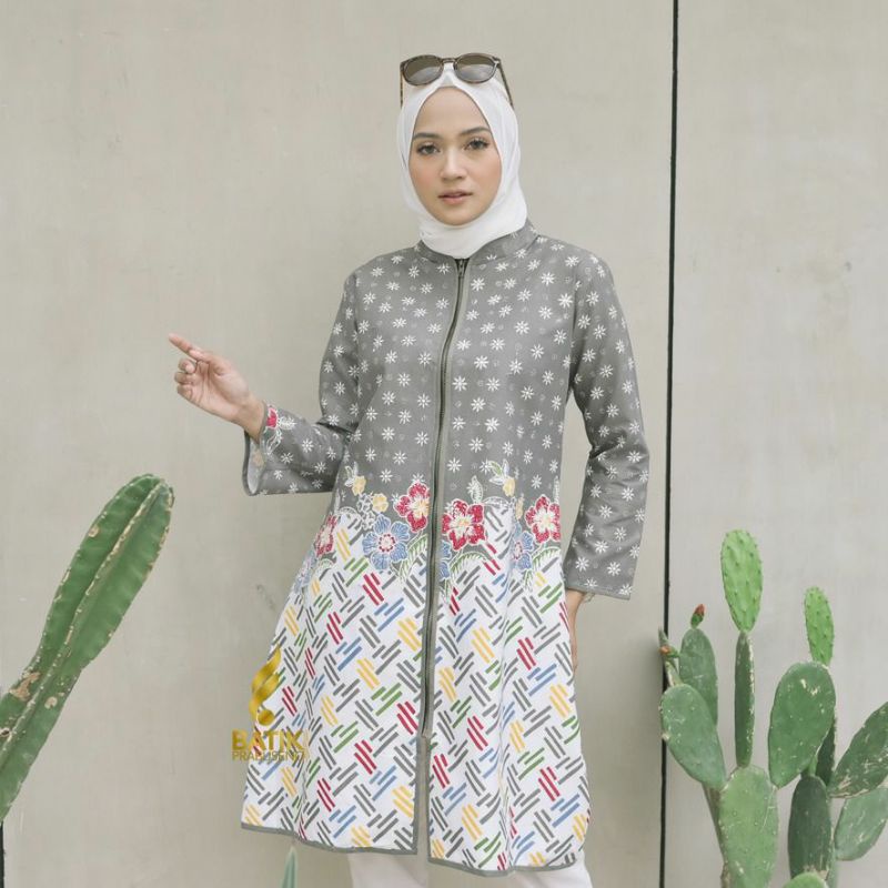 SINTA Tunik Atasan Baju Batik Wanita Lengan Panjang Prabuseno Original Busui Casual Elegan Modern Ba