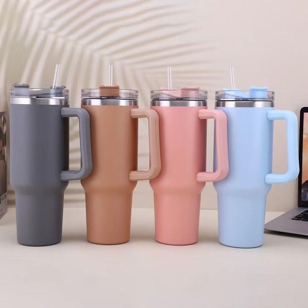 Top Mug Tumbler Tahan Lama Dengan Pegangan Botol Air Termos Stainless Steel