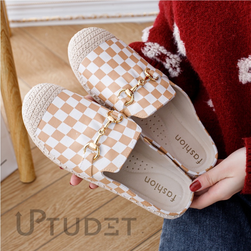 Tawana Sepatu Sandal Wanita Selop Catur Gold Chain 1306-1