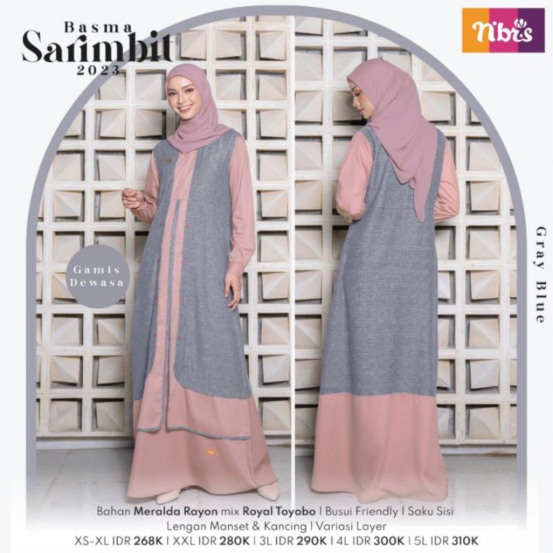 BASMA GRAY BLUE NIBRAS COUPLE SET KELUARGA NIBRAS