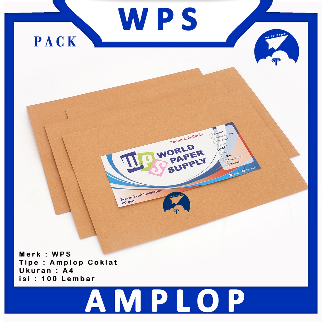 

WPS - Amplop Cokelat Polos Ukuran A4 80gsm Non Seal - Pack