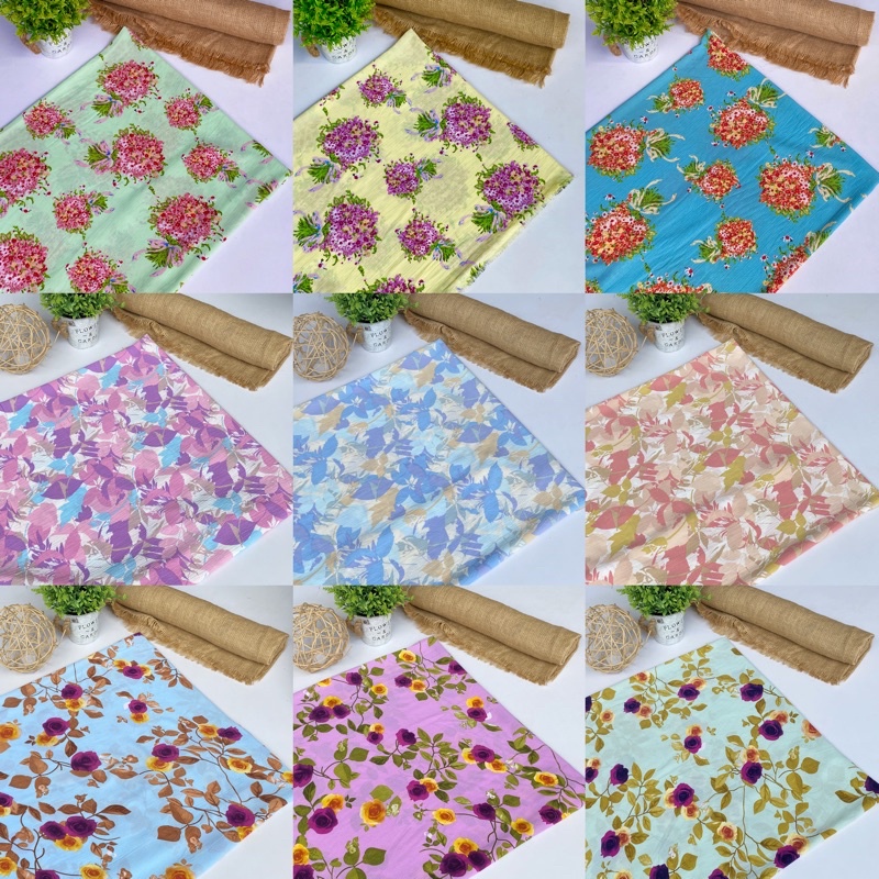 Kain Bubble Crepe Motif  Kain Motif Bunga  Kain Crepe Premium