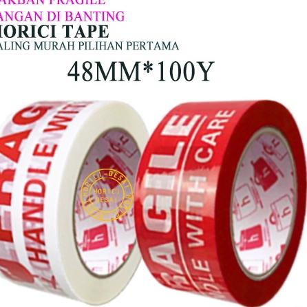 

㊍ HORICI TAPE 48MMx100Y lakban Fragile Jangan di banting Isolasi Mudah Pecah Belah Aneka varian termurah satuan ュ