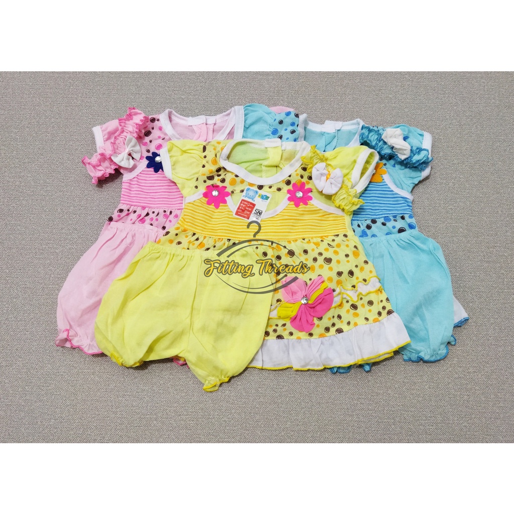 Set Dress Bayi Perempuan Newborn 0-12 Bulan / Dres Baju Harian Bayi Cewek