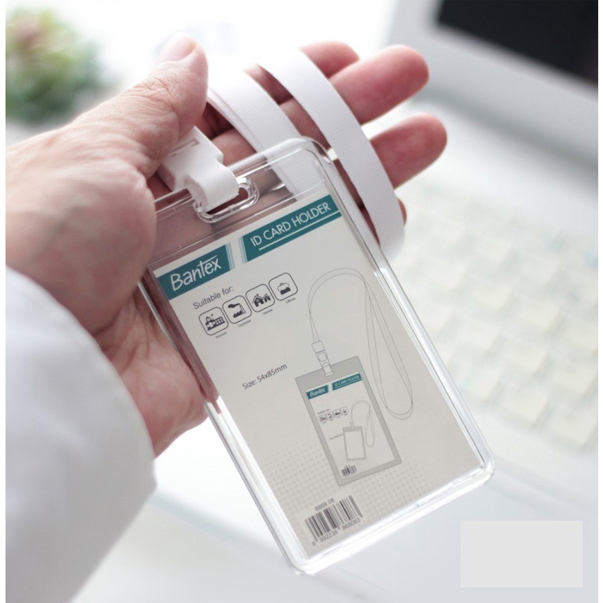 

Kalung ID Card - Bantex ID Card Lanyard dengan ID Holder - Portrait White