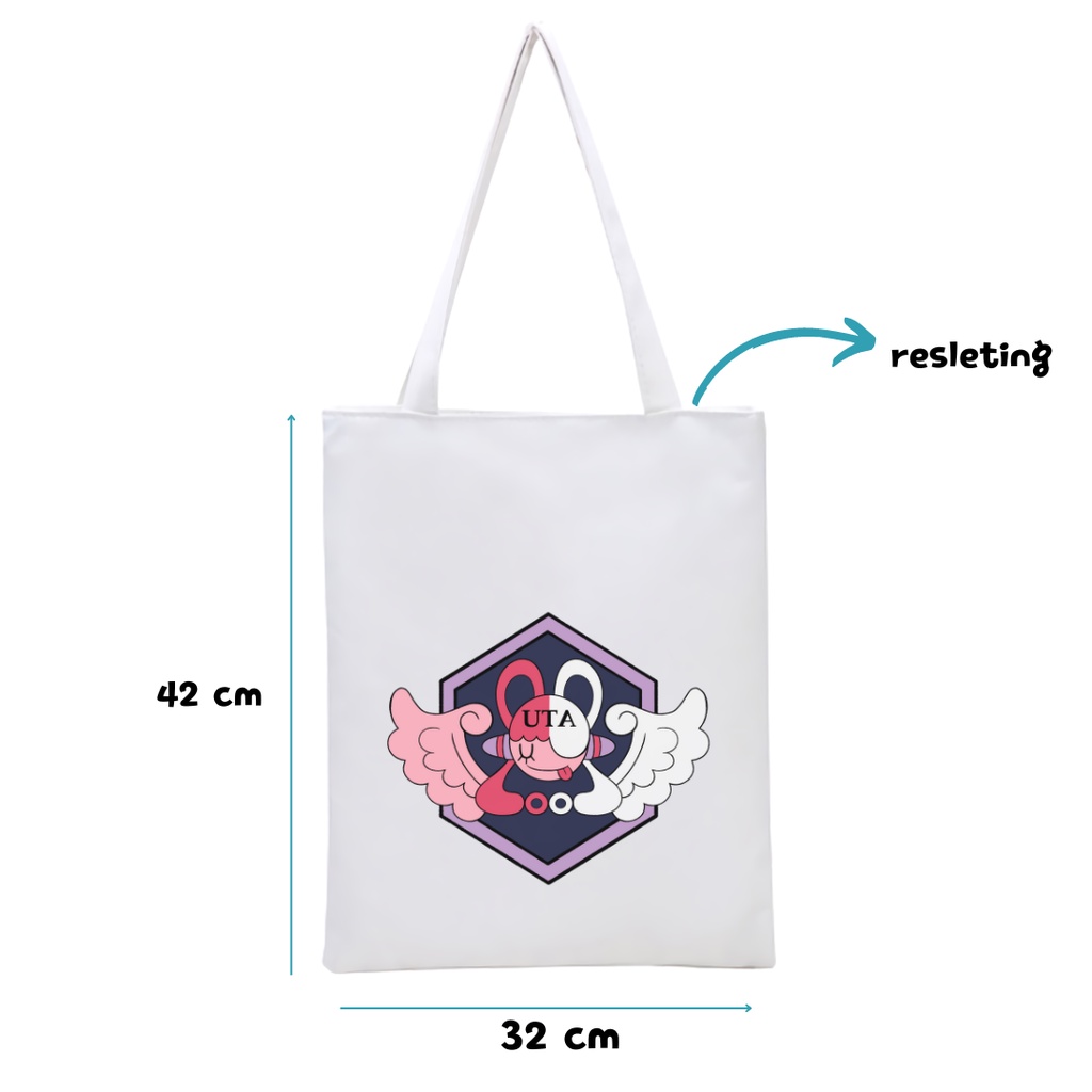 Totebag Resleting part 1 ONE PIECE printing kain drill anime manga jepang japan merchandise luffy zoro tony uta tas sekolah kuliah kampus