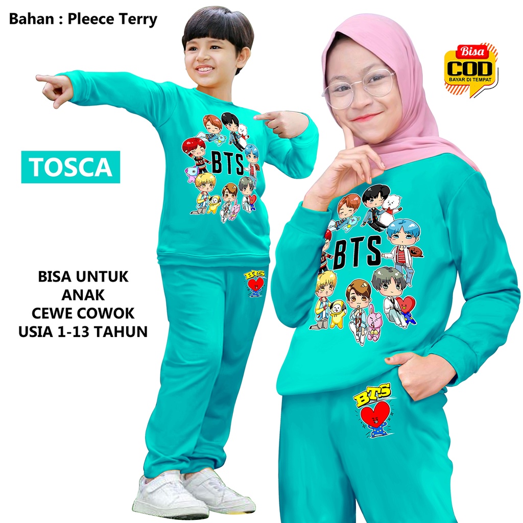 BISA COD&amp;GRATIS ONGKIR TM 0004 Setelan Anak BTS BT21, Setelan Training Olahraga Anak