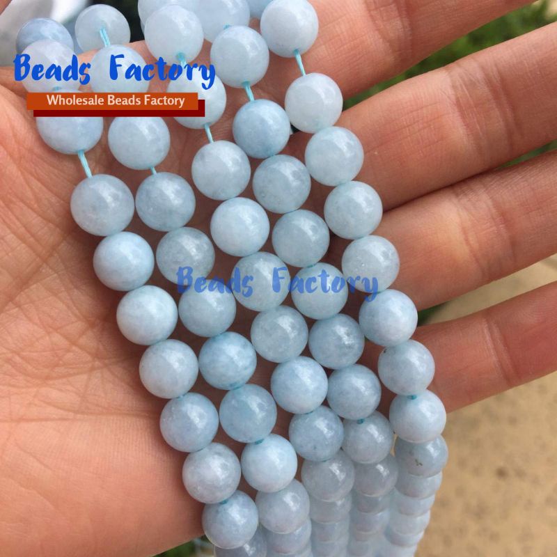 Quality AAA Aquamarine Beads 4-10mm Round Natural Loose Stone Bead Bracelet Diy Necklace