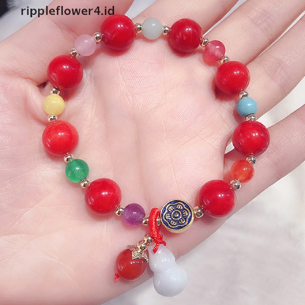 {rippleflower4.id} &amp; Gelang Manik-Manik Kalsedon Wanita Gelang Couple Labu Hijau~