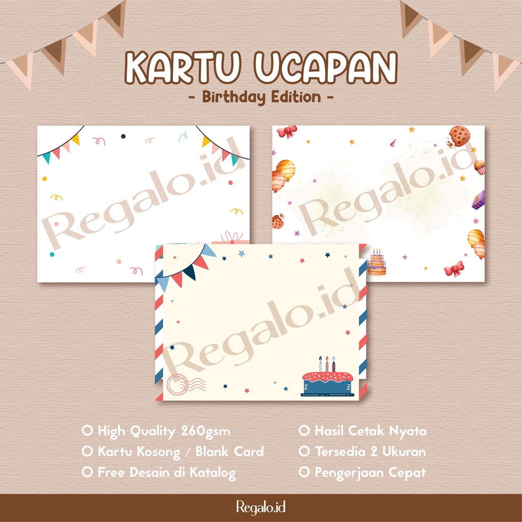 [Kartu Ucapan] Kartu Ulang Tahun | Greeting Card Ulang Tahun | Custom Kartu Ucapan | Blank Card | Birthday Greeting Card