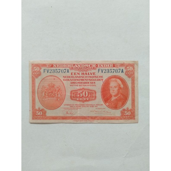 uang Kuno 50 sen seri nica thn1943 kondisi bagus