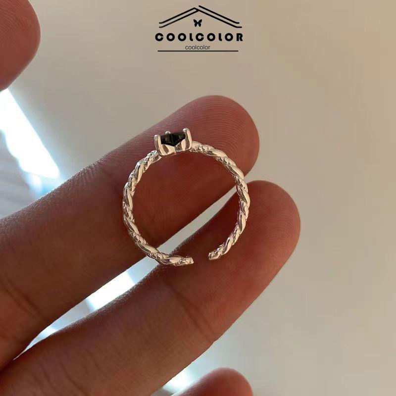 COD❤️Cincin Korea Hitam Cinta Love Adjustable Korea Fahion Retro Cincin Jari Untuk Wanita Murah- cl