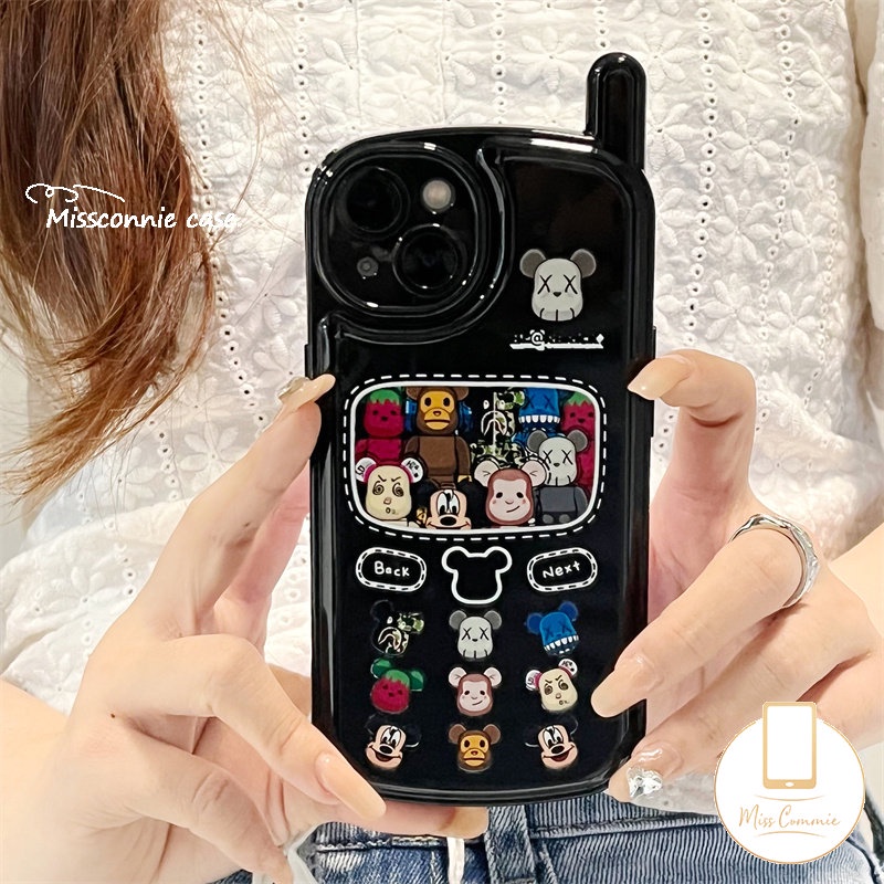 IPHONE Trendy Tide Brand Cute Violent Bear Soft Case Kompatibel Untuk Iphone7 8 Plus 11 12 13 14 Pro MAX XR X XS MAX Retro Vintage Kepribadian Ponsel Bentuk Ponsel Sarung Bantal Udara