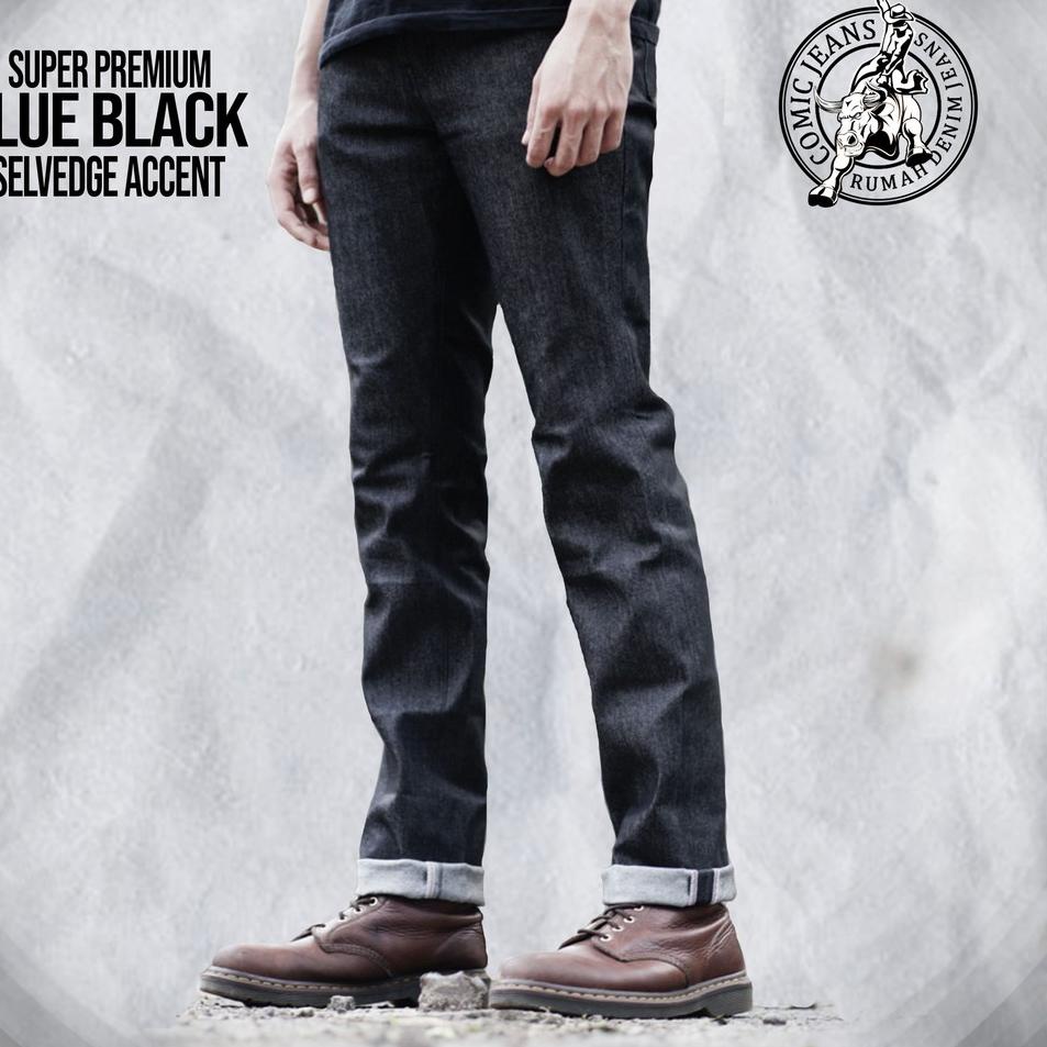 Viral Comic Jeans - Super Premium Blue Black 14 Oz Selvedge Accent - Stretch - Celana Jeans Pria dan