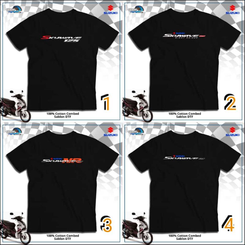 KAOS SUZUKI SKYWAVE125 NR BLACK COTTON COMBED ASLI