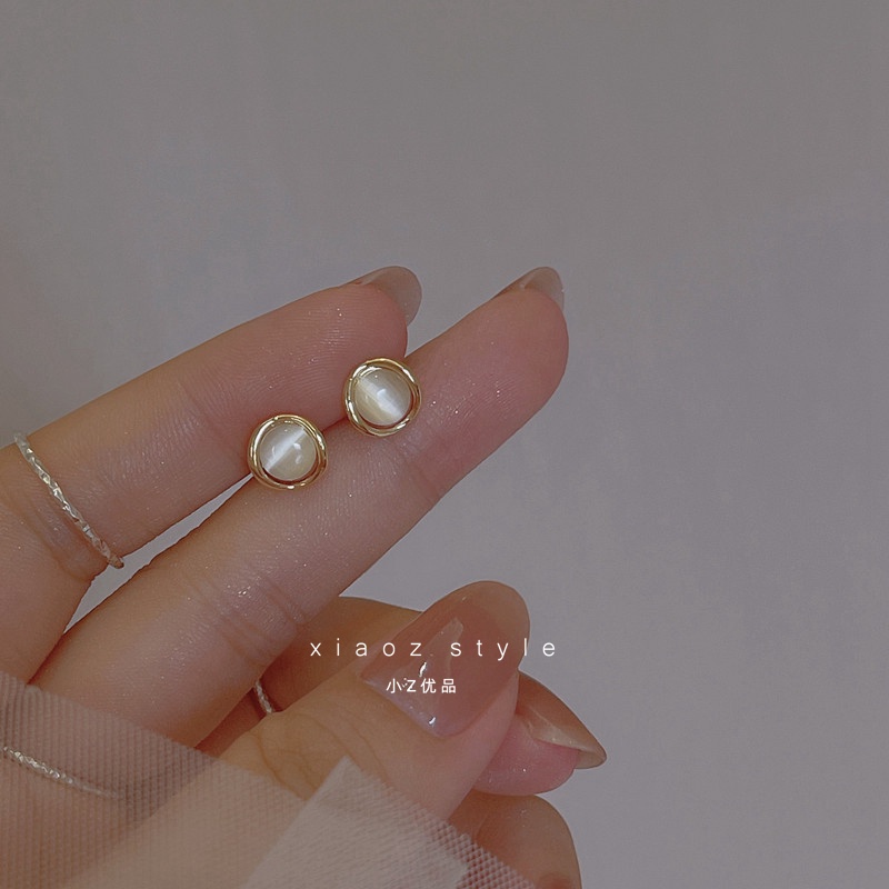 Anting Opal Emas Korea Untuk Wanita Tindik Stud Earring Perhiasan Aksesoris