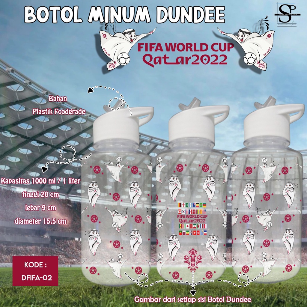 Botol Minum Sedotan 1 Liter BPA FREE Piala Dunia 2022 Tumbler