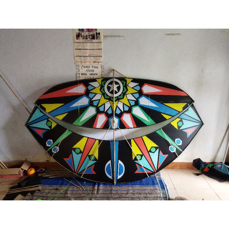 Layangan Gapangan Pegon 2 meter Motif Arsir CR Layangan