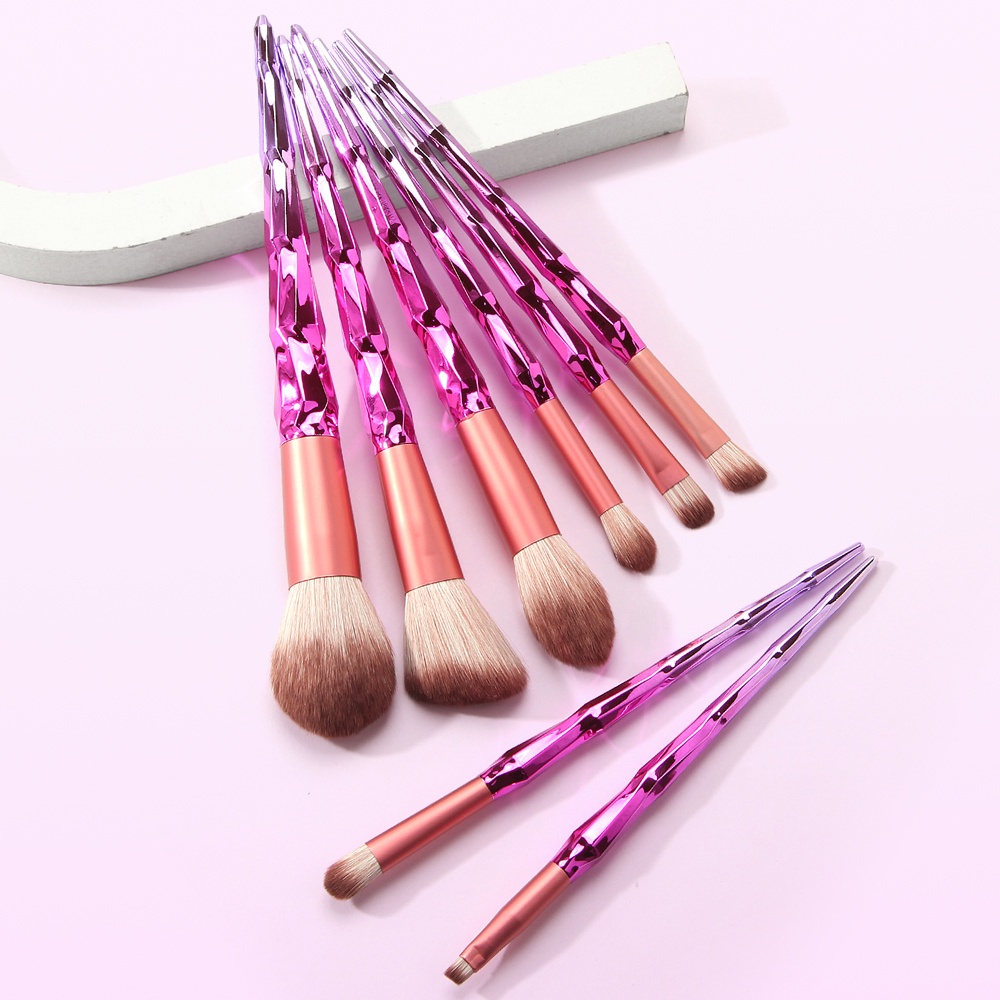 MAANGE Brush Kit 8Pcs Set Kuas Makeup Bedak Berlian Bulu Nilon Lembut Kosmetik Aksesoris Brush Kit 8Pcs Set Kuas Makeup