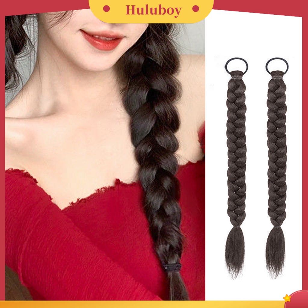 1 Pasang Rambut Palsu Ponytail Ganda Bahan Sutra Suhu Tinggi Untuk Wanita