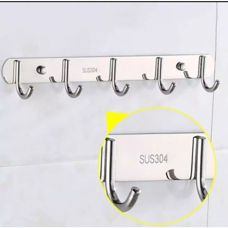 kapstok stainless 5 kait gantungan / kapstok stainless / gantungan