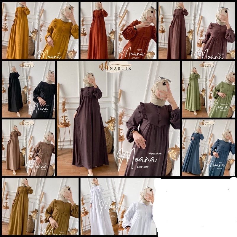 GAMIS MUSLIMAH BARU MOANA AIRFLOW CRINKLE NABTIK/MOANA GAMIS CRINKLE TERBARU/DRESS MAXY AIRFLOW CRIN