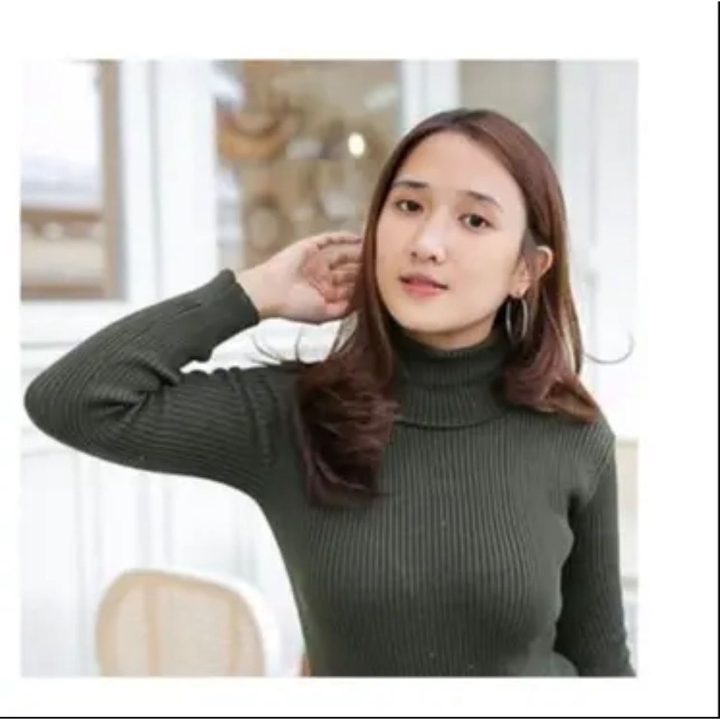 inner Rajut premium Lea turtleneck kerah Tinggi Ready