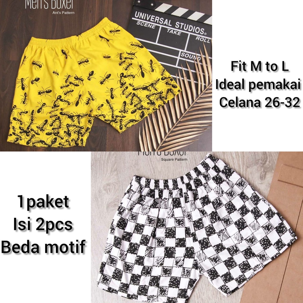 CELANA BOXER PRIA PAKET ISI 2PCS