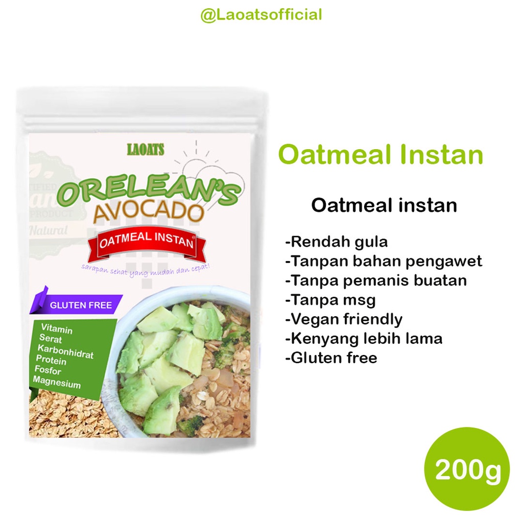 

Oatmeal Diet Sereal Granola Muesli Rolled Oats Susu Diet Pengganti Makan Pelangsing Makanan Diet Sehat Laoats Orean's Avocado (200g)