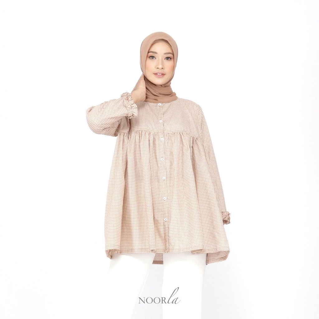 NOORLA - ARA BLOUSE SATU SET HIJAB / ATASAN / KEMEJA KOTAK-KOTAK