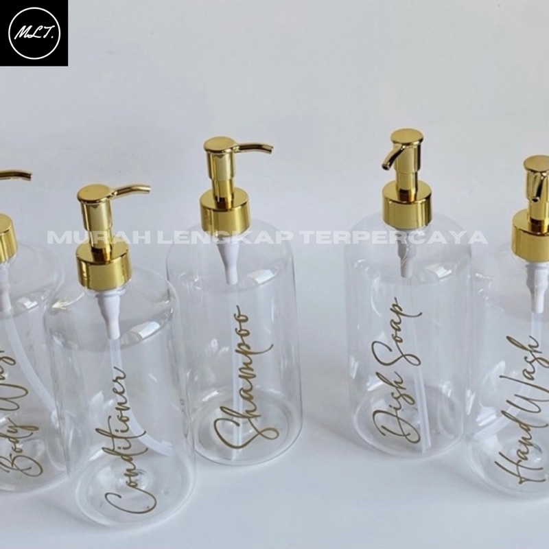 BOTOL BENING 24 PET 500ML GOLD LUXURY CLIP OIL PUMP LOCK AESTHETIC BOTTLE MINIMALIST REFILL ORGANIZER TEMPAT WADAH PEMBERSIH KOSMETIK PET PLASTIK WADAH PLASTIK 500ML 500 ML TUTUP PUMP POMPA GOLD BENING CUSTOME SOUVENIR REFILL REFIL