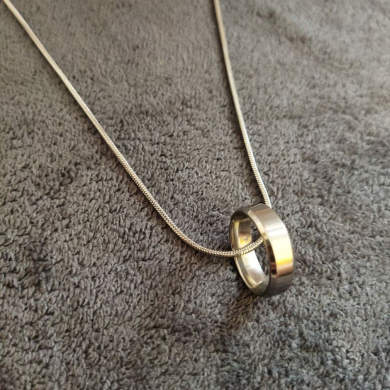 KALUNG EMAS DAN SILVER TITANIUM ASLI + CINCIN TITANIUM ASLI