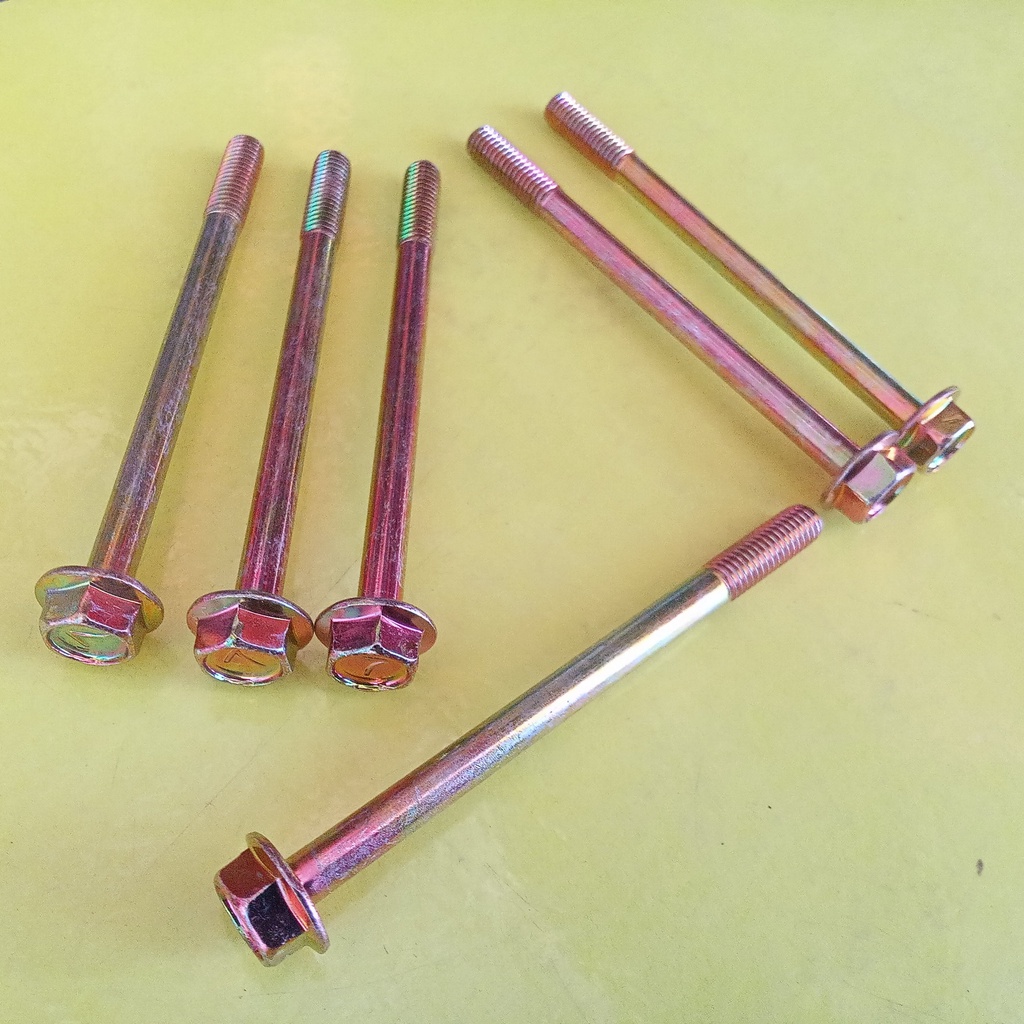 FLANGE BOLT KUNING M6 X 65 / BAUT 10 KUNCI 10 / BAUT TOPI M6 X 65 KUNING / FLANGE BOLT M6X65 KUNING 