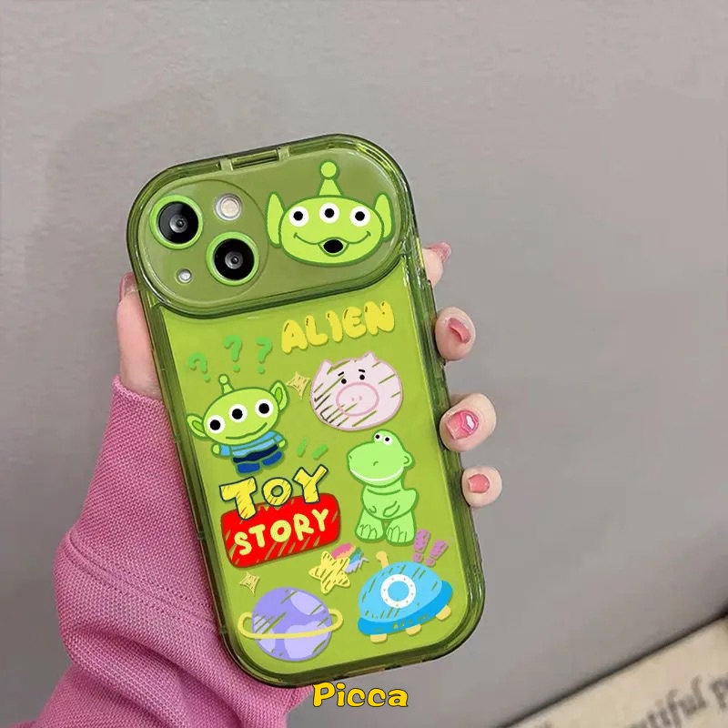 IPHONE Flip Make Up Cermin Disney Toy Story Losto Alien Case Kompatibel Untuk Iphone11 14 12 13 Pro MAX 7 8 14 Plus XR X XS MAX SE 2020 Beruang Strawberry Lucu Dengan Ornamen Boneka 3D Soft Case