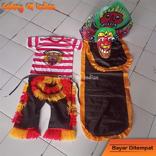 [Termurah!!] Mainan anak Stelan Kaos celana reog ponorogo dan barongan devil caplokan spon free embong tinggal pakai full set