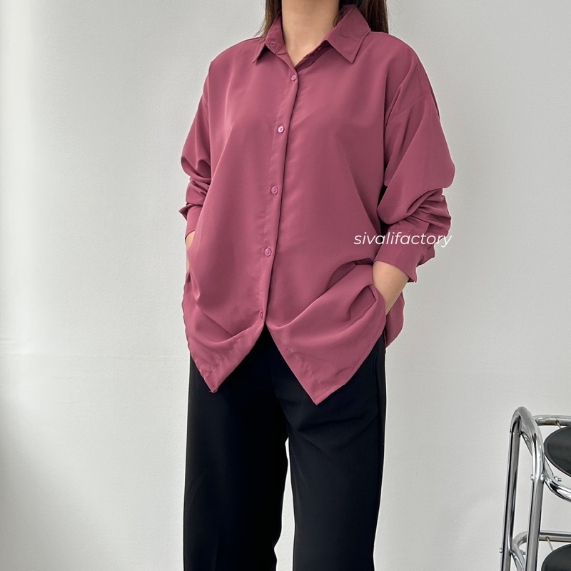 SIVALI Adele Shirt | Oversized Loose Shirt - Kemeja Wanita Atasan Baju Anti Kusut 2128