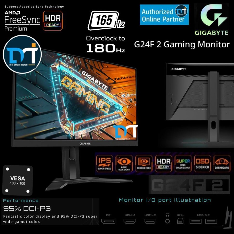 Jual Gigabyte G24F2 G24F 2 24" FHD SS IPS 180Hz 1ms HDR Gaming