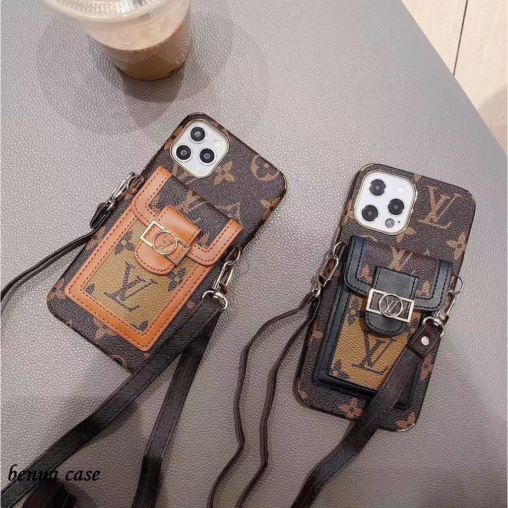Tas pocket ID card soft case NEW Case LV FH02 for Iphone 6 6S 7 8 7+ 8+ X Xr Xs Max 11 Pro 12 Mini M