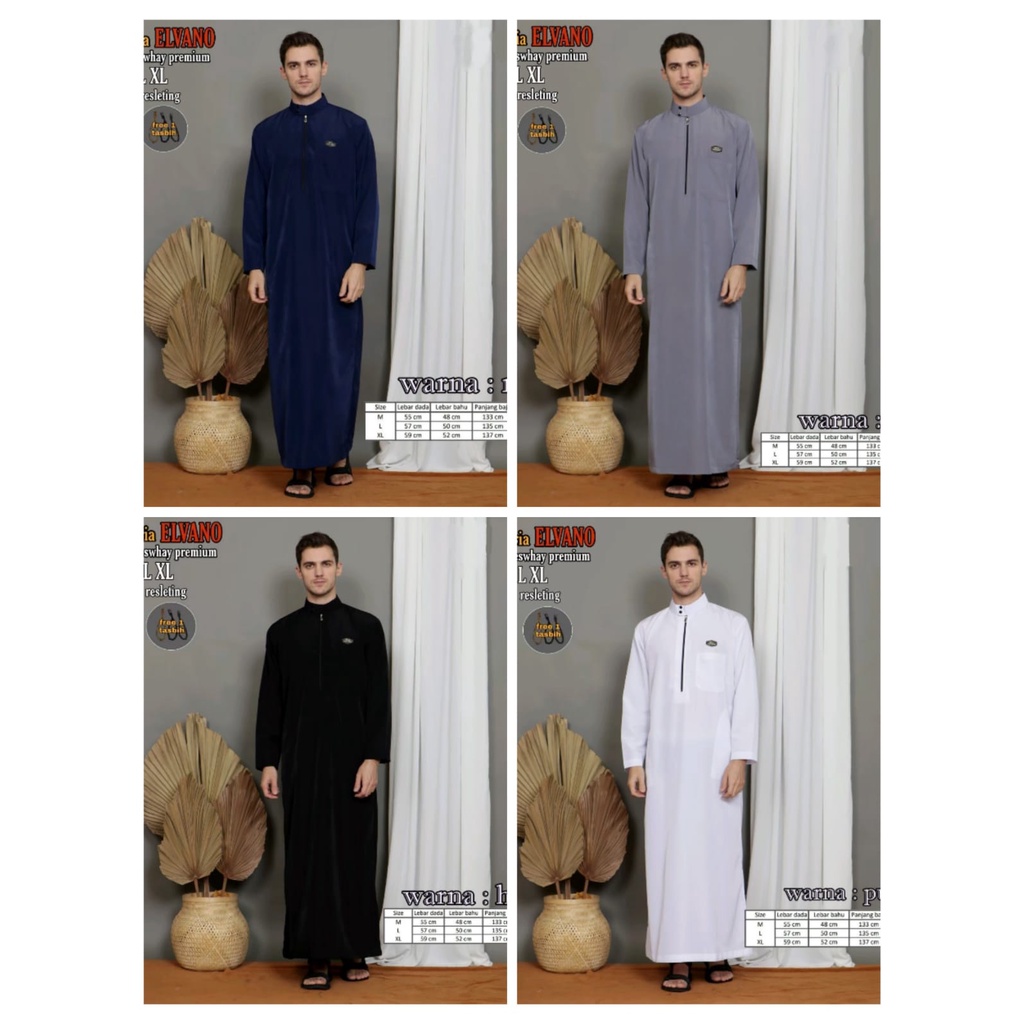 Jubah Pria Lengan Panjang / Jubah Pria Dewasa &amp; Remaja / Jubah ELVANO Premium / Jubah Pria Modern / Jubah Pria Terbaru