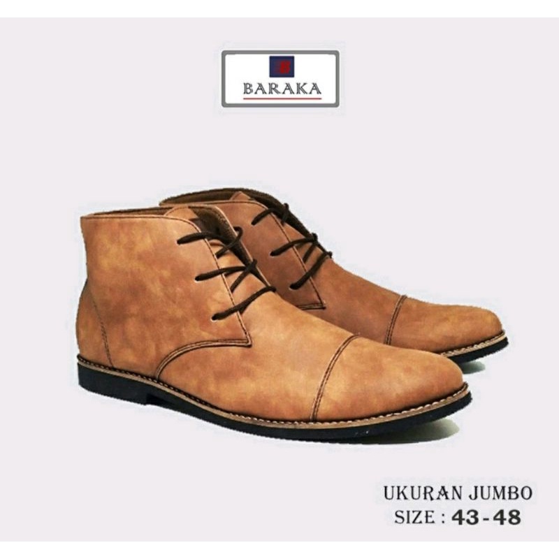 Sepatu Kerja Low Boots Pria Premium 05XBrown Ukuran Besar 43.44.45.46.47.48 Boots Pantofel Oversize Sepatu Kerja Kasual Original JUMBO