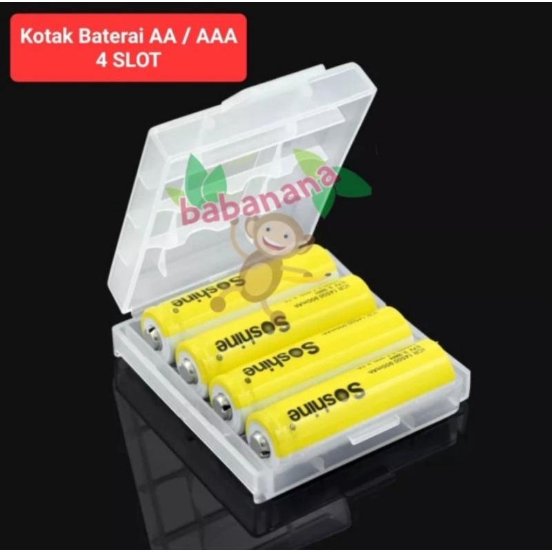 Kotak Baterai AA AAA 4 slot battery box tempat penyimpanan batere