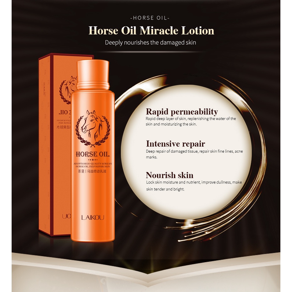 LAIKOU Horse Oil (Minyak Kuda) Face Lotion Anti-aging Melawan Penuaan Mengurangi Kerutan Menutrisi 100ml