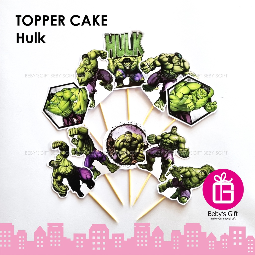 Beby's Gift Topper Cake Ulang Tahun Karakter Hulk Hiasan Kue Happy Birthday